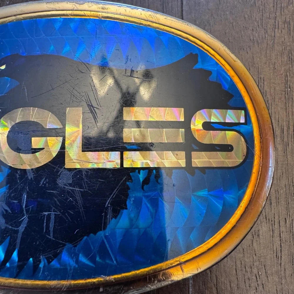 Vintage Eagles Belt Buckle Pacifica‎ Mfg 1977 Oval Metal Western Cowboy